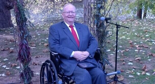 Pastor Bob Tousey- weelchair, wedding